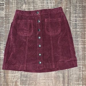 Brandy Melville Maroon Corduroy Mini Skirt